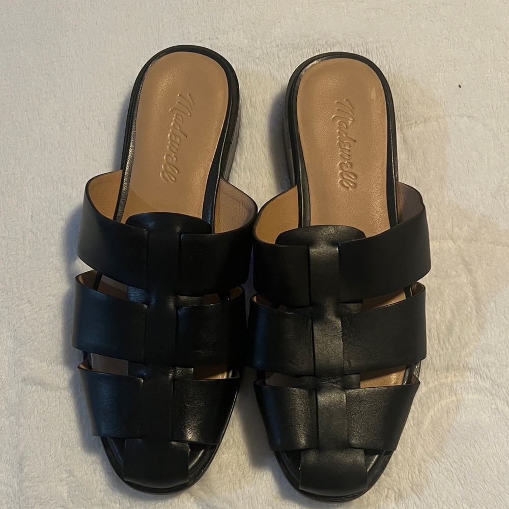 Madewell Black Leather Mules